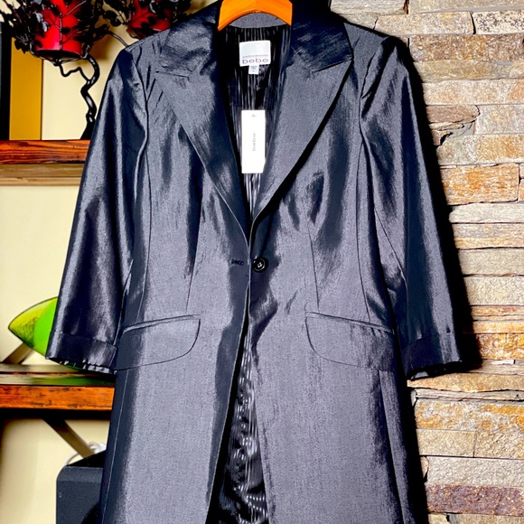 Brand new Bebe Kardashian shiny satin jacket, elegant, chic, and flattering fit. - Picture 4 of 5